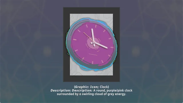A clock illustration shown with its written image description